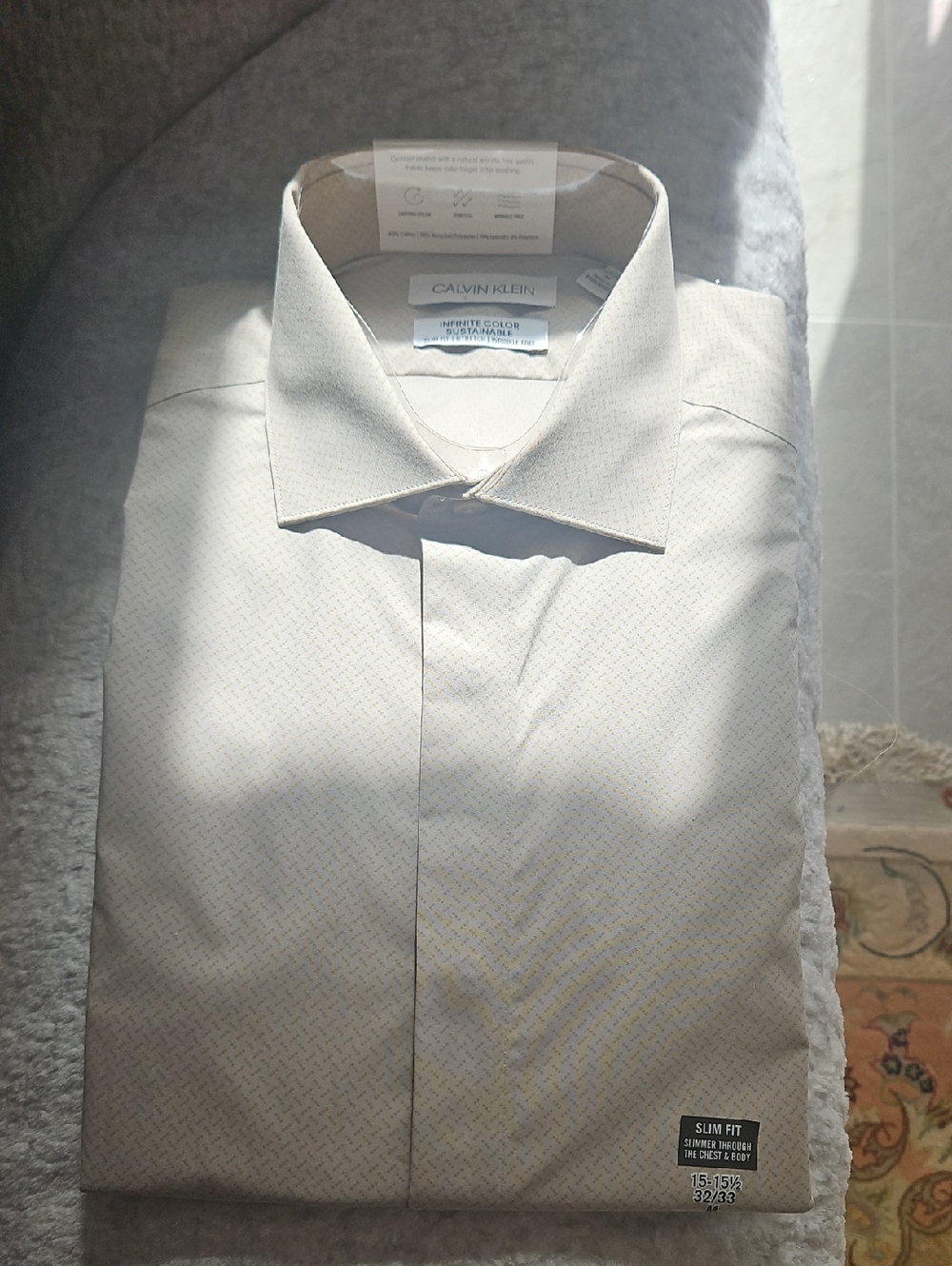 Calvin Klein Slim Fit Light Tan Dress Shirt